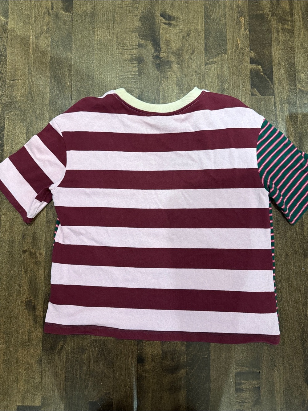 Kids Short-Sleeve Striped Tee in Teal & Pink - Picture 2 of 3